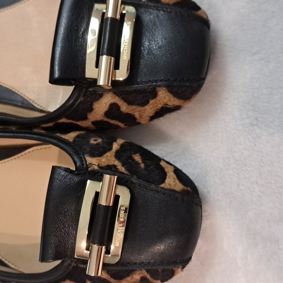 Michael Kors Half Calf Animal Print Leather-Trimmed Leopard FlatsWomens Size 10M - Picture 4 of 9